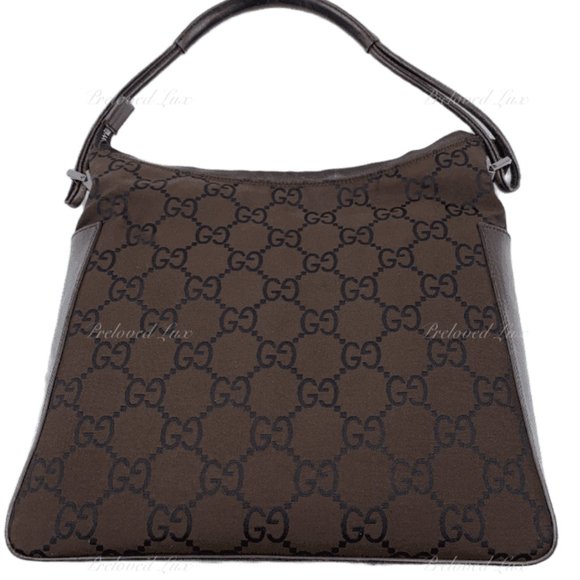 Authentic Gucci Monogram Dark Brown Shoulder Bag - Picture 1 of 15